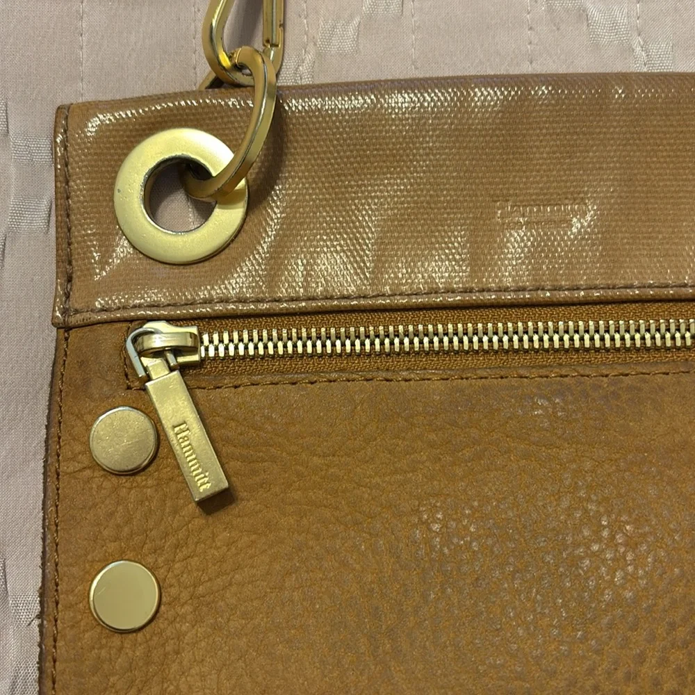 Hammitt Stylish Tan Leather Crossbody Bag, Used Condition